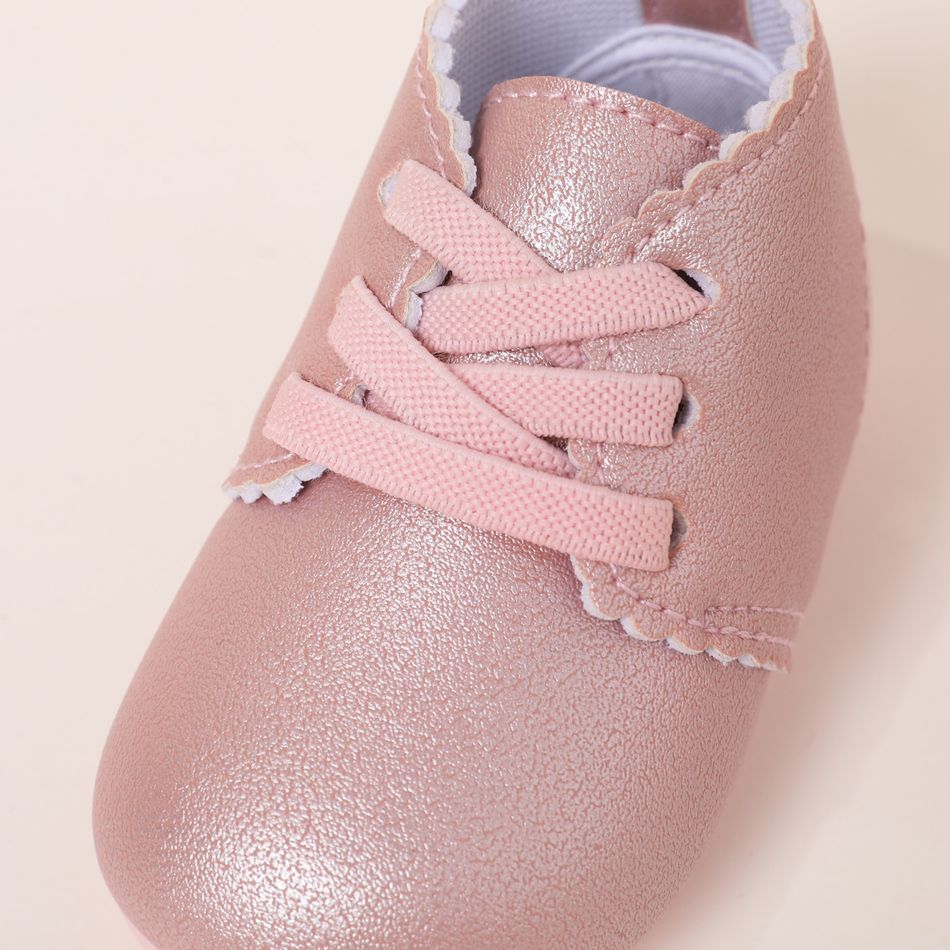 Baby / Toddler Simple Plain Wavy Edge Prewalker Shoes Pink big image 4