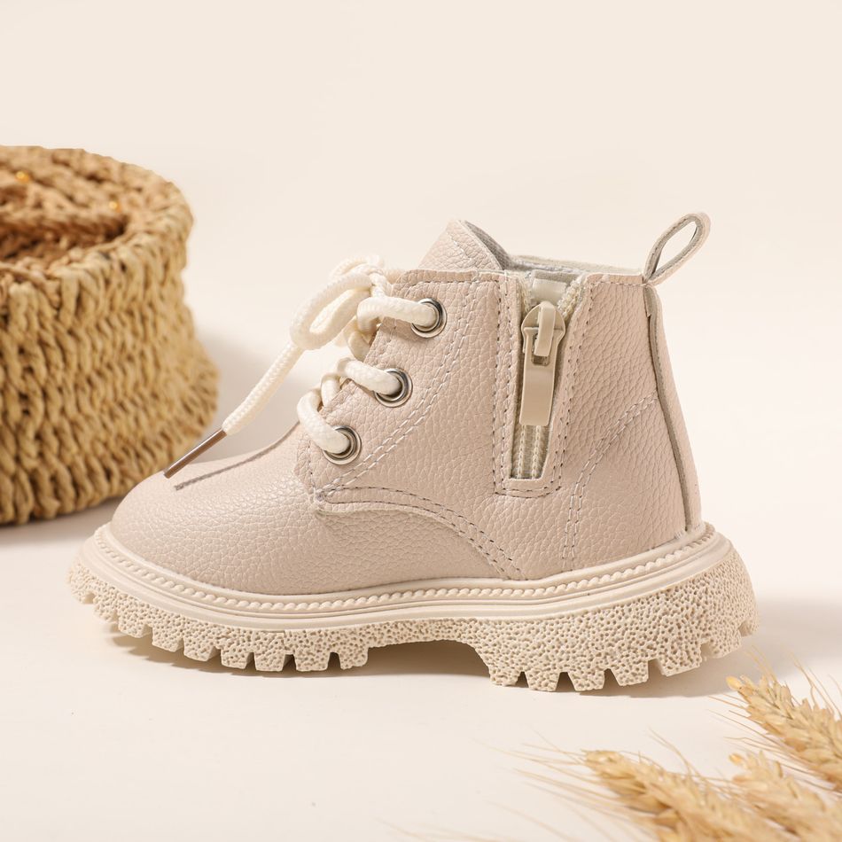 Toddler Plain Lace Up Front Boots White big image 3