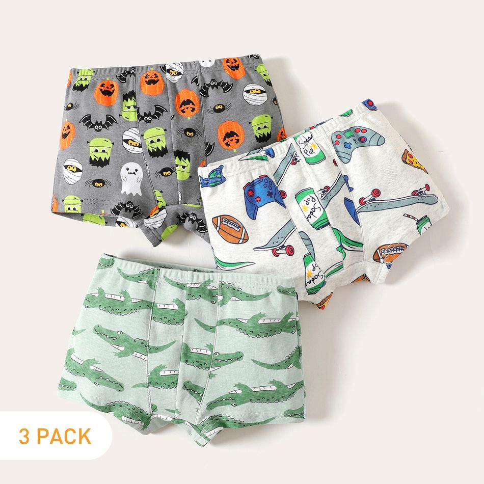 3-Pack Kid Boy Animal/Game Console Print Boxer Briefs Underwear Multi-color