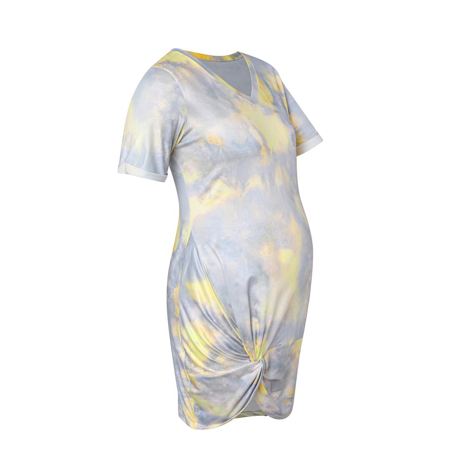 Maternity Tie Dye Short-sleeve Dress Yellow big image 6