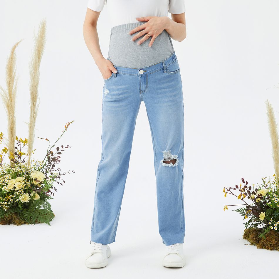 Maternity Ripped Baggy Jeans Light Blue big image 1