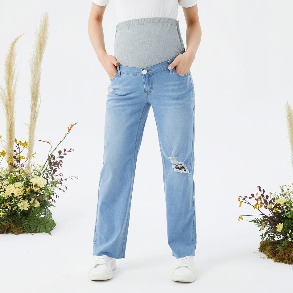 Maternity Ripped Baggy Jeans Light Blue big image 2