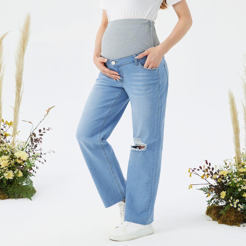 Maternity Ripped Baggy Jeans Light Blue big image 3
