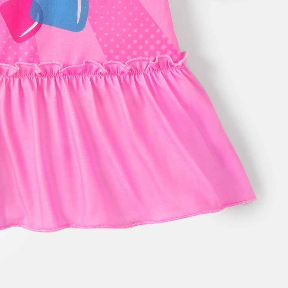 لول. مفاجئة! طفل فتاة شخصية طباعة كشكش تنحنح فستان وردي طويل الأكمام زهري big image 7