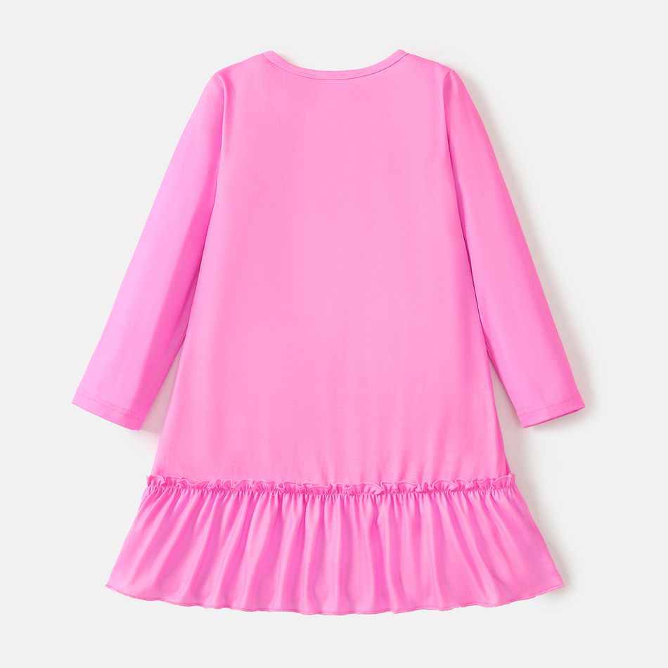 L.O.L. SURPRISE! Kid Girl Character Print Ruffle Hem Long-sleeve Pink Dress Pink big image 4
