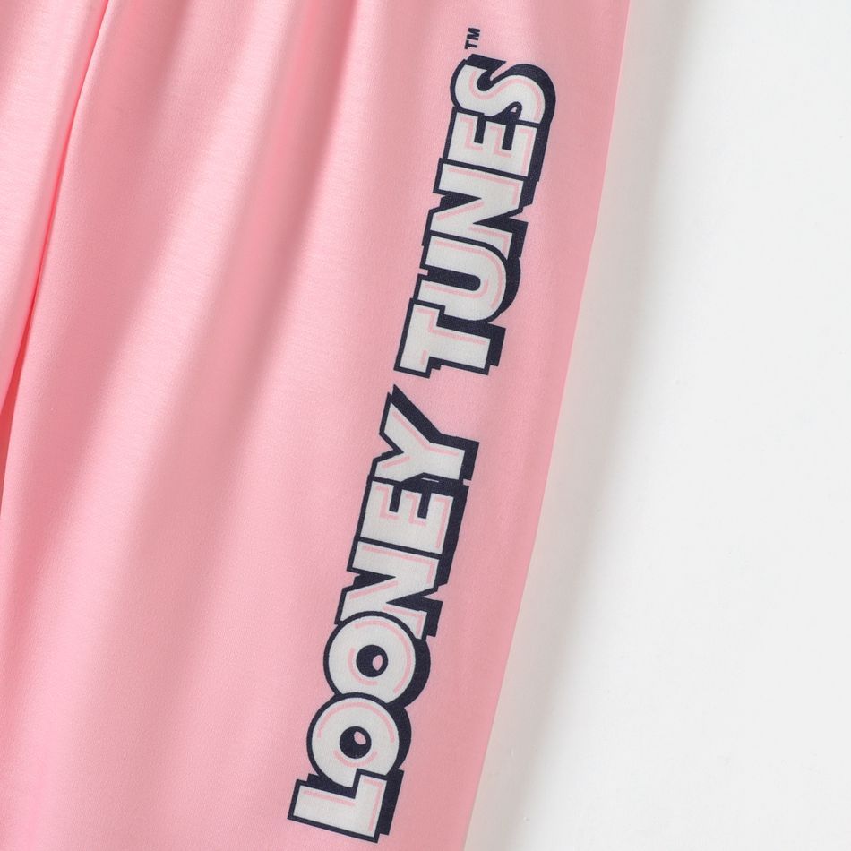 Looney Tunes Kid Girl/Boy Letter Print Colorblock Elasticized Pants Pink big image 4