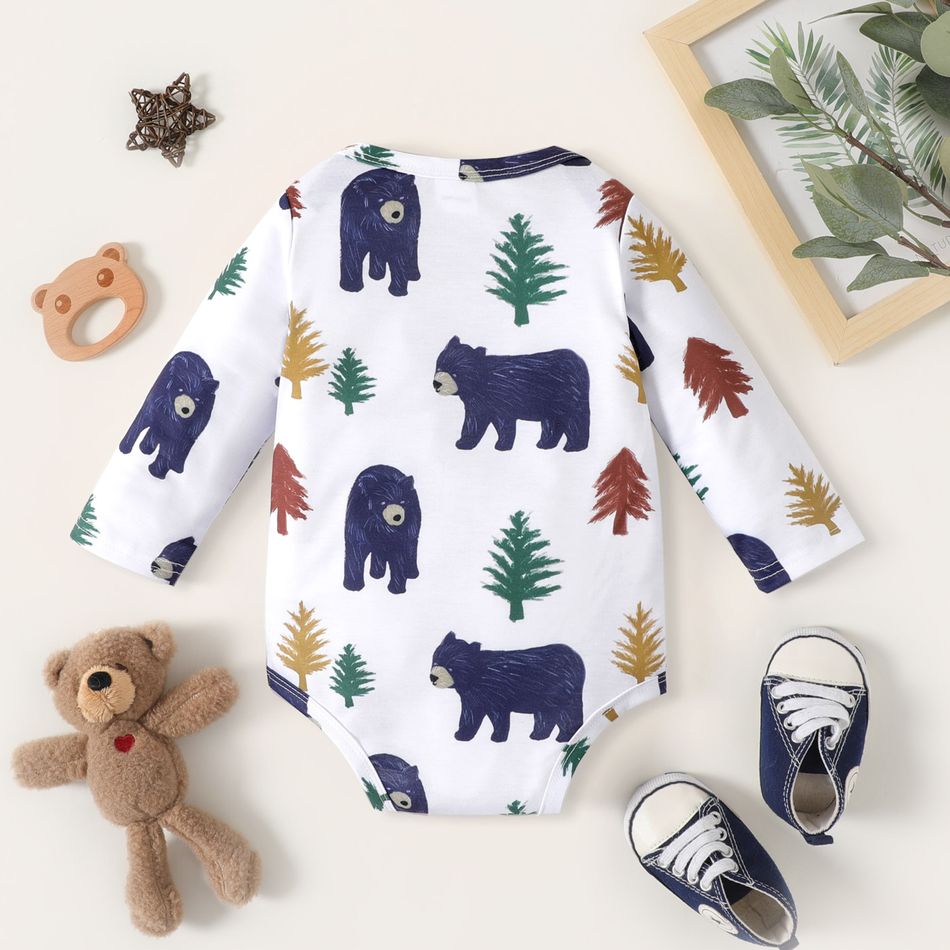 2-Pack Baby Boy 95% Cotton Long-sleeve Bear Print Rompers Set ColorBlock big image 8