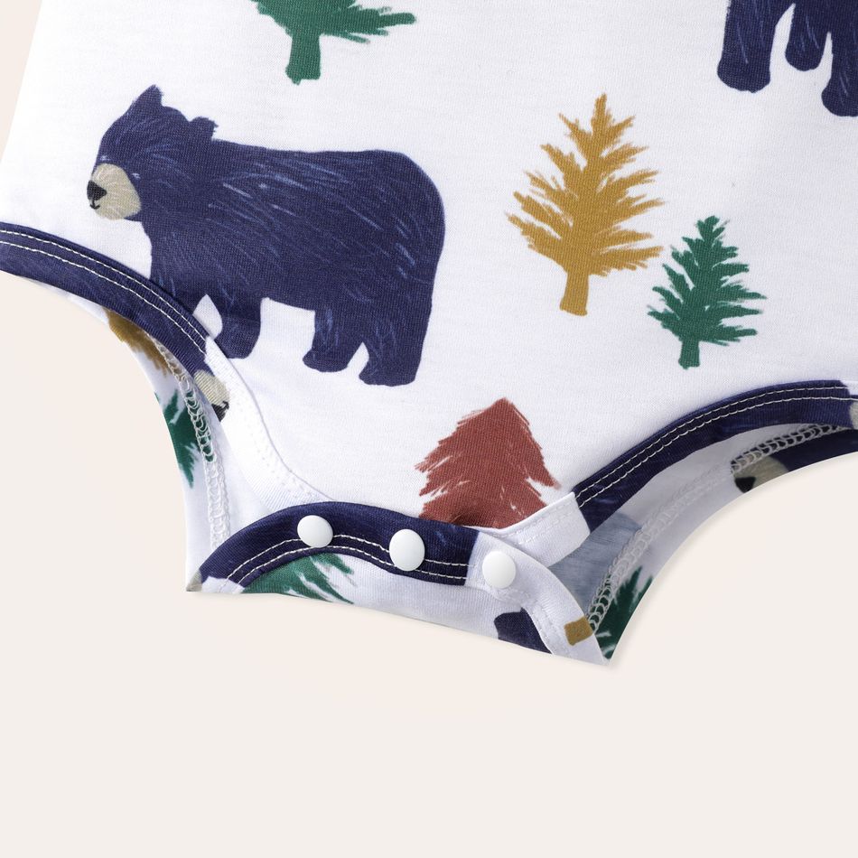 2-Pack Baby Boy 95% Cotton Long-sleeve Bear Print Rompers Set ColorBlock