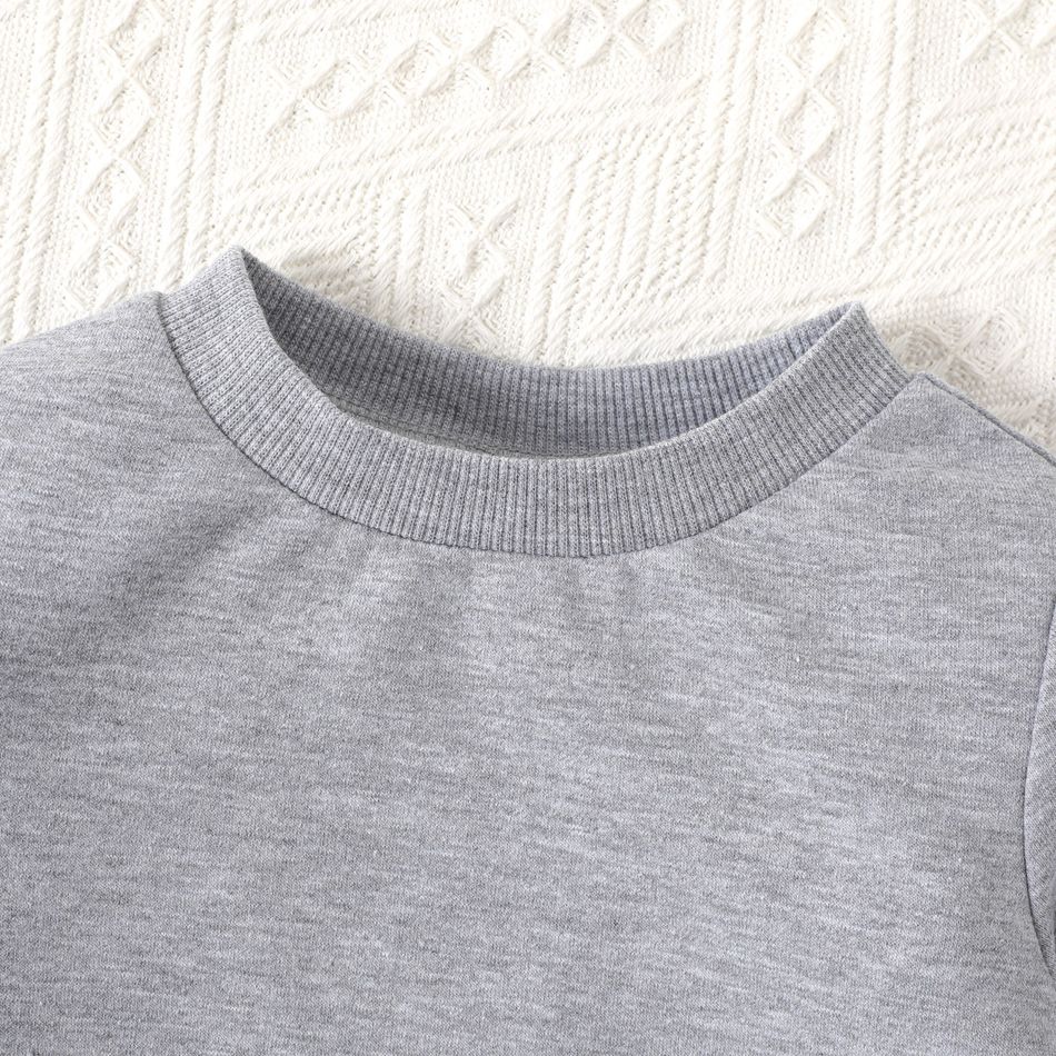New Year 2pcs Baby Boy/Girl Letter Print Long-sleeve Sweatshirt and Sweatpants Set MiddleAsh big image 4
