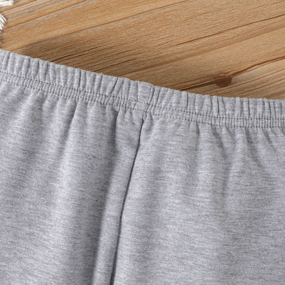 2pcs Baby Boy/Girl Bear Print Grey Long-sleeve Sweatshirt and Sweatpants Set MiddleAsh big image 5