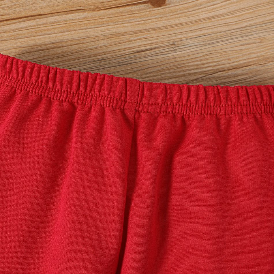 2 قطعة طفل رضيع / فتاة رسالة طباعة طويلة الأكمام قميص من النوع الثقيل و sweatpants مجموعة أحمر