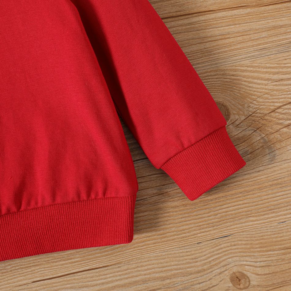 2 قطعة طفل رضيع / فتاة رسالة طباعة طويلة الأكمام قميص من النوع الثقيل و sweatpants مجموعة أحمر big image 4