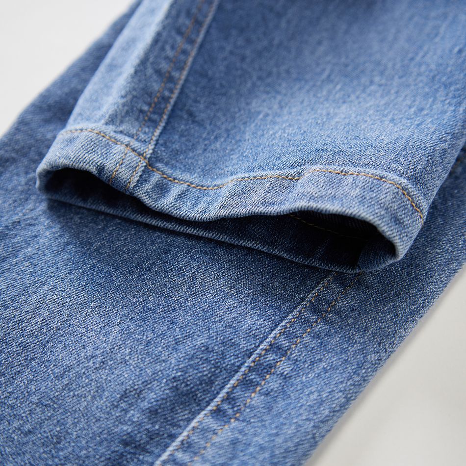 كيد بوي جينز أساسي مرن أزرق مستقيم ازرق big image 5