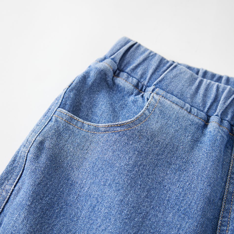كيد بوي جينز أساسي مرن أزرق مستقيم ازرق big image 3