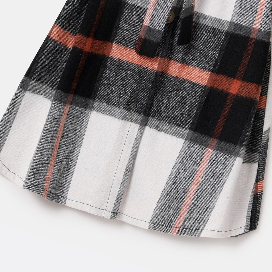 Mommy and Me Long-sleeve Button Up Plaid Shirt Dresses Black big image 5