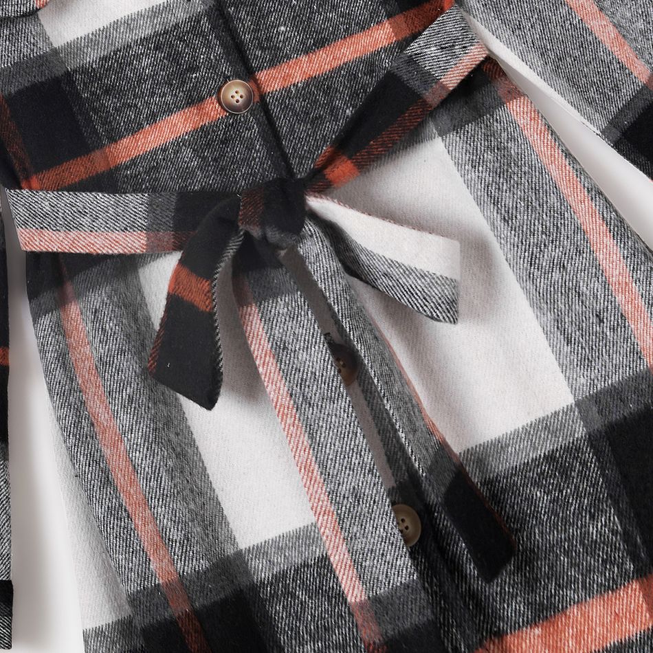 Mommy and Me Long-sleeve Button Up Plaid Shirt Dresses Black big image 4