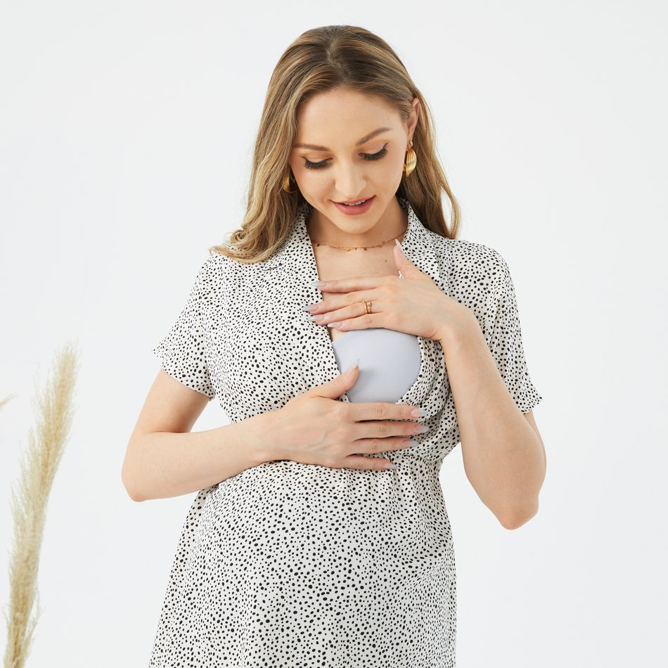 Nursing Dots Print Short-sleeve Shirt White