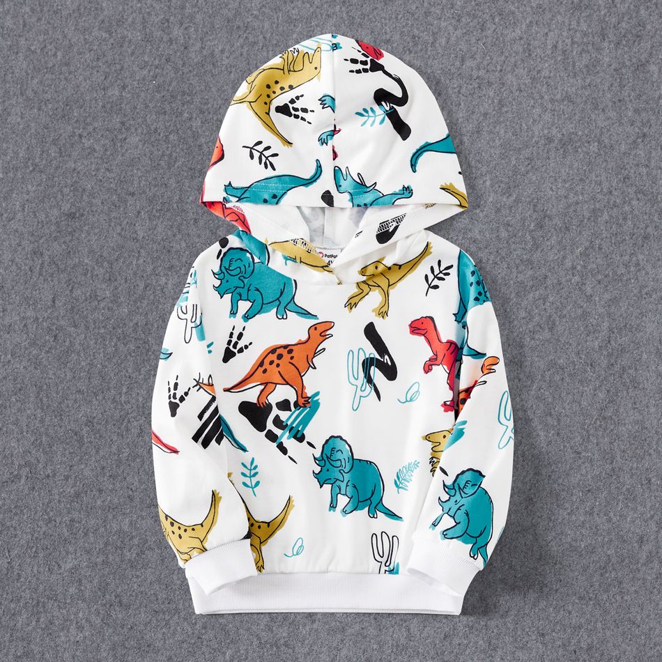 Allover Colorful Dinosaur Print Long-sleeve Hoodies for Mom and Me White big image 5