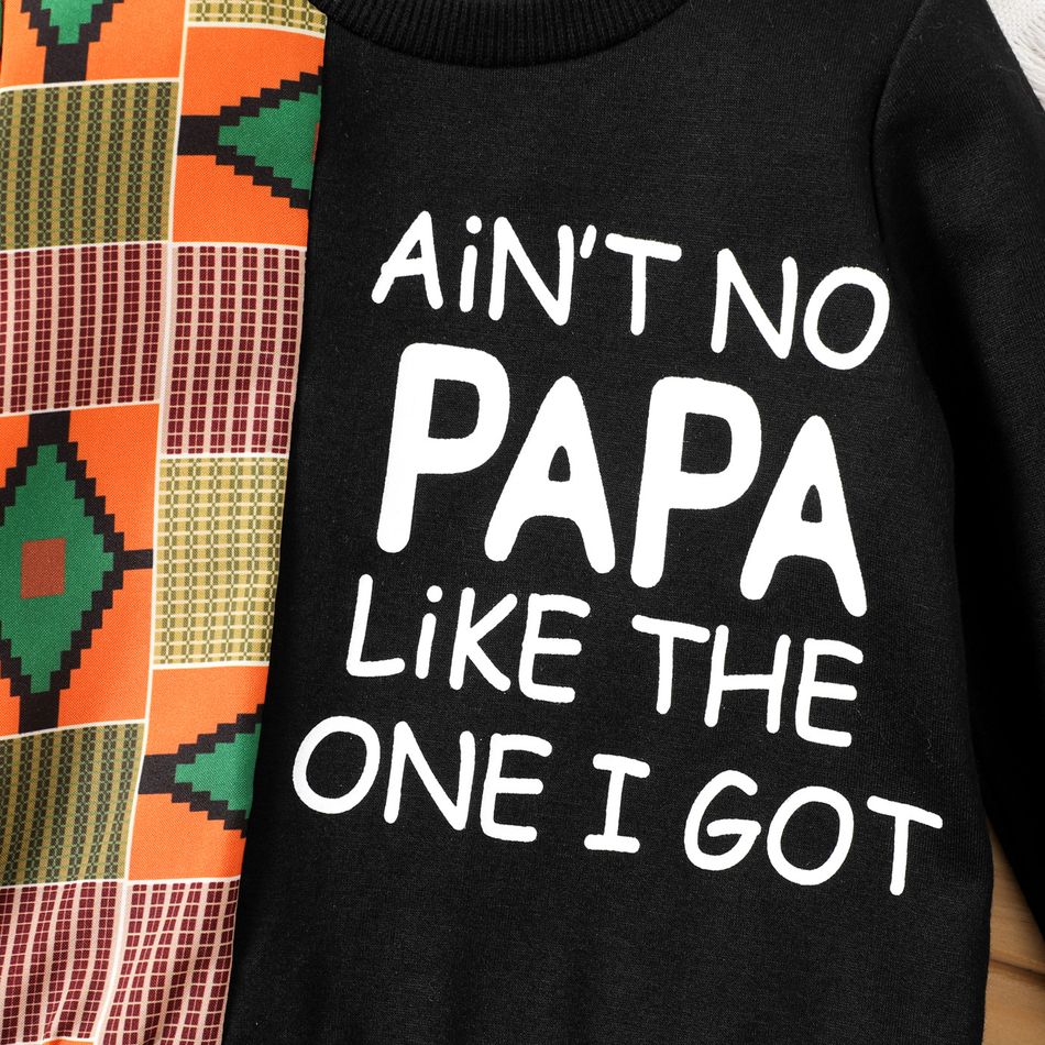 2pcs Baby Boy Geo & Letter Print Long-sleeve Spliced Sweatshirt and Sweatpants Set Color block big image 4