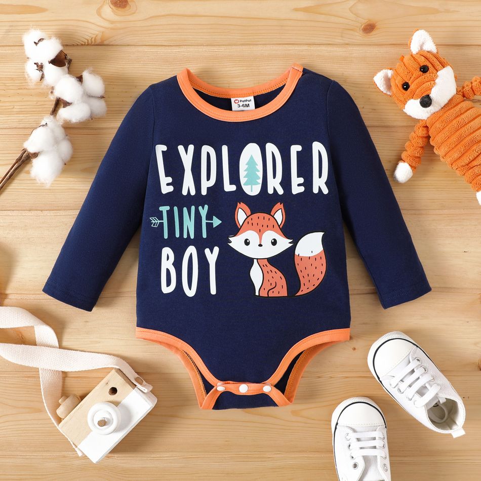 2-Pack Baby Boy 95% Cotton Long-sleeve Fox Graphic Rompers Set MultiColour big image 7