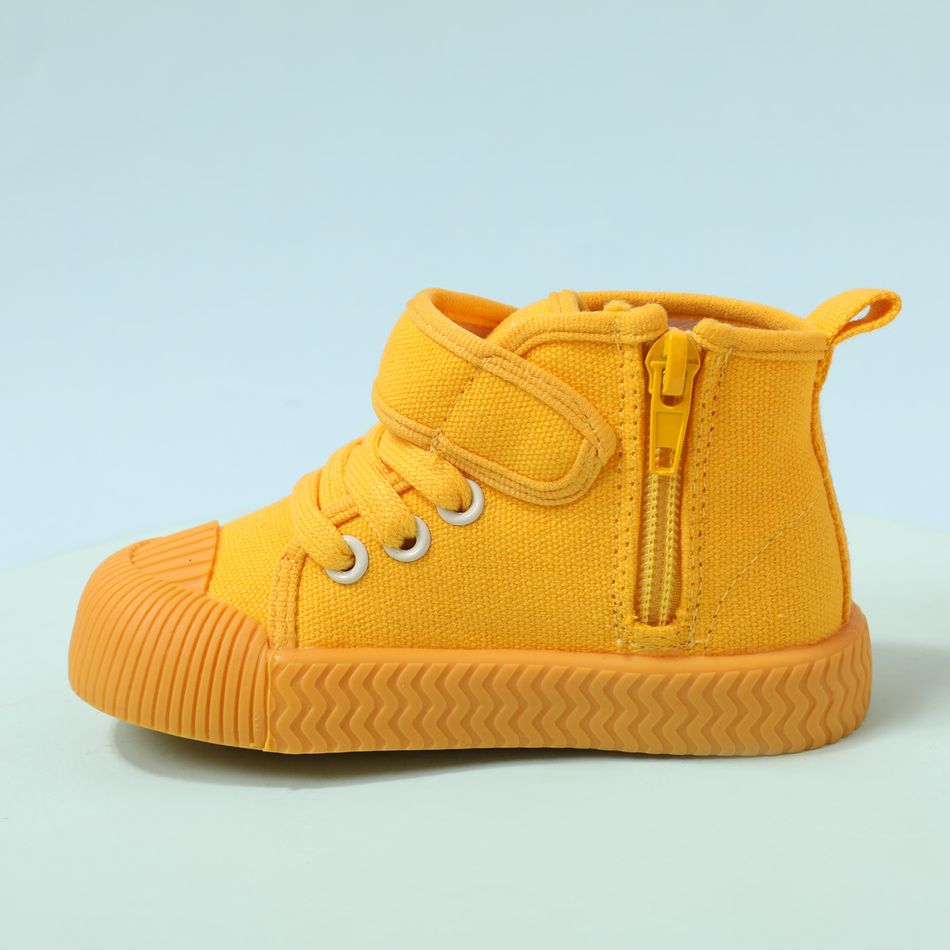 Toddler / Kid Solid Velcro Closure Canvas Shoes Yellow big image 2