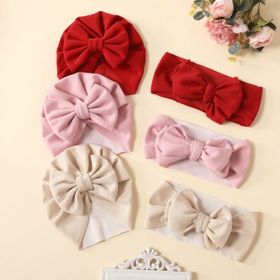 Bow Baby Turban Hat or Mom Headband (Not a set) Light Pink
