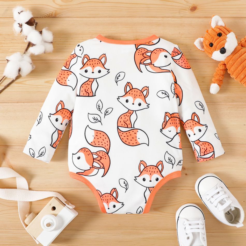 2-Pack Baby Boy 95% Cotton Long-sleeve Fox Graphic Rompers Set MultiColour big image 3