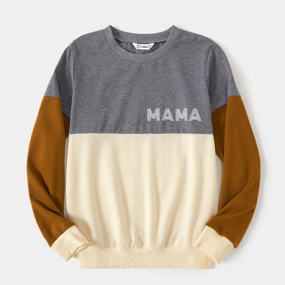 Family Matching Long-sleeve Letter Print Colorblock Spliced Sweatshirts Multi-color big image 4