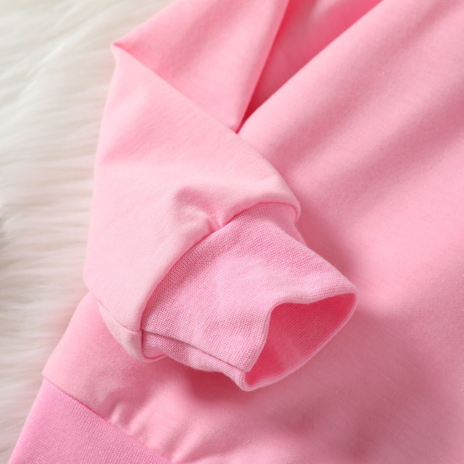 Kid Girl Heart 3D Floral Design Pullover Sweatshirt Pink big image 6
