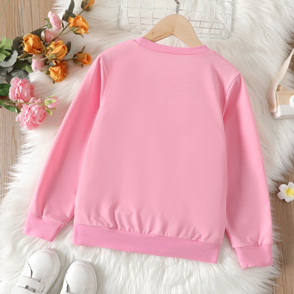 Kid Girl Heart 3D Floral Design Pullover Sweatshirt Pink big image 3