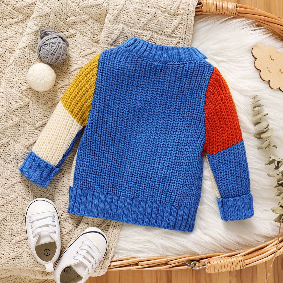 Baby Boy/Girl Long-sleeve Colorblock Knitted Pullover Sweater Multi-color big image 2
