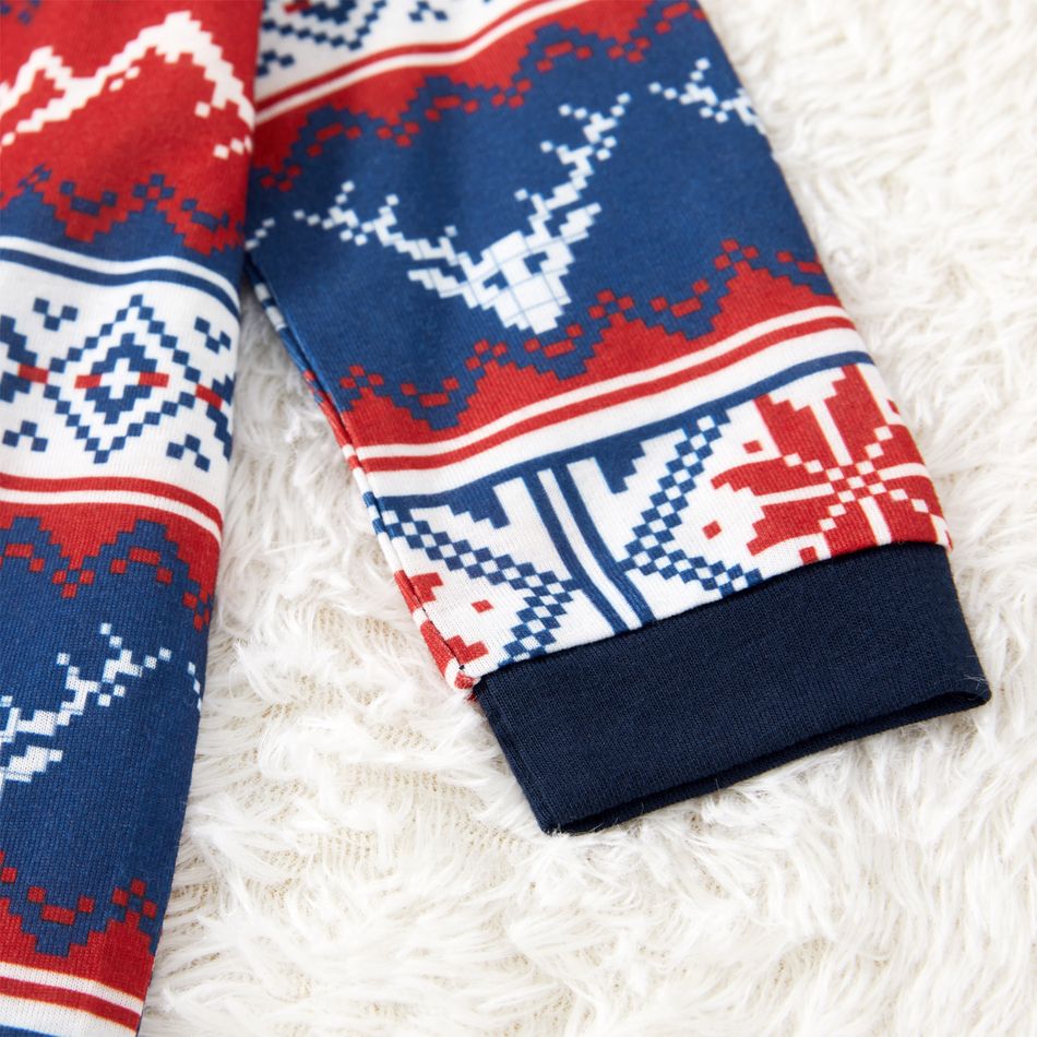 Christmas Deer & Letter Print Family Matching Long-sleeve Pajamas Sets (Flame Resistant) Blue big image 7