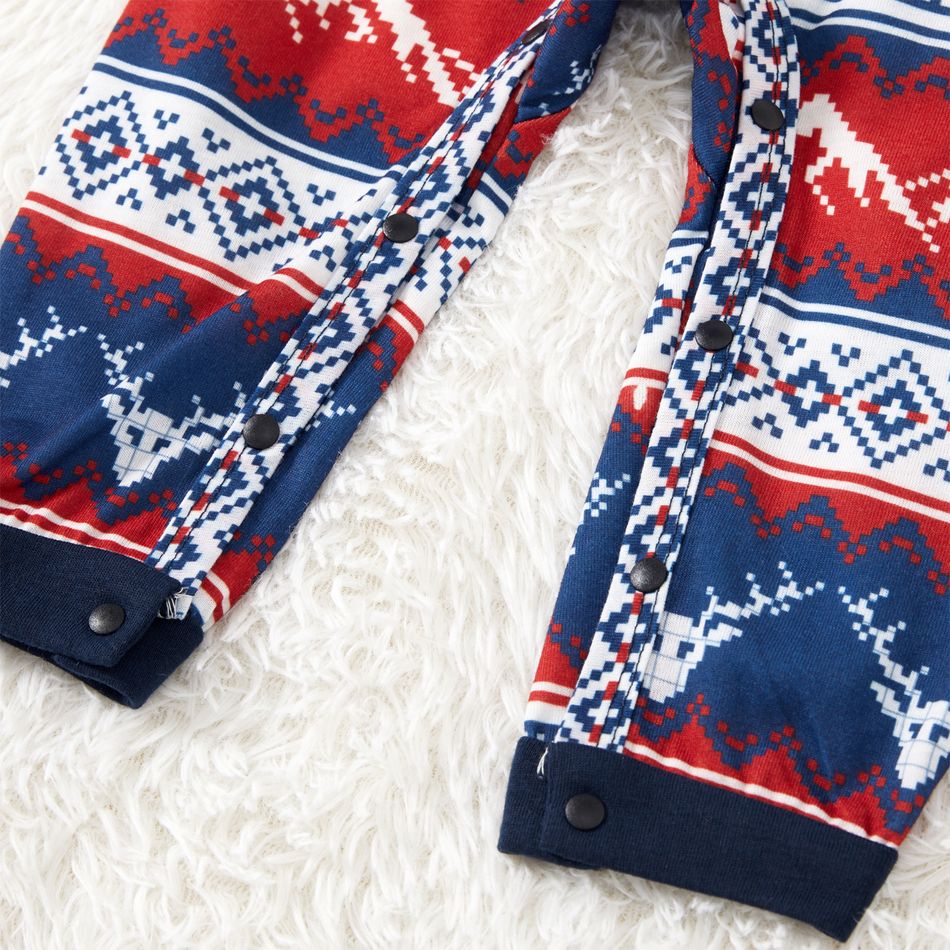 Christmas Deer & Letter Print Family Matching Long-sleeve Pajamas Sets (Flame Resistant) Blue big image 8