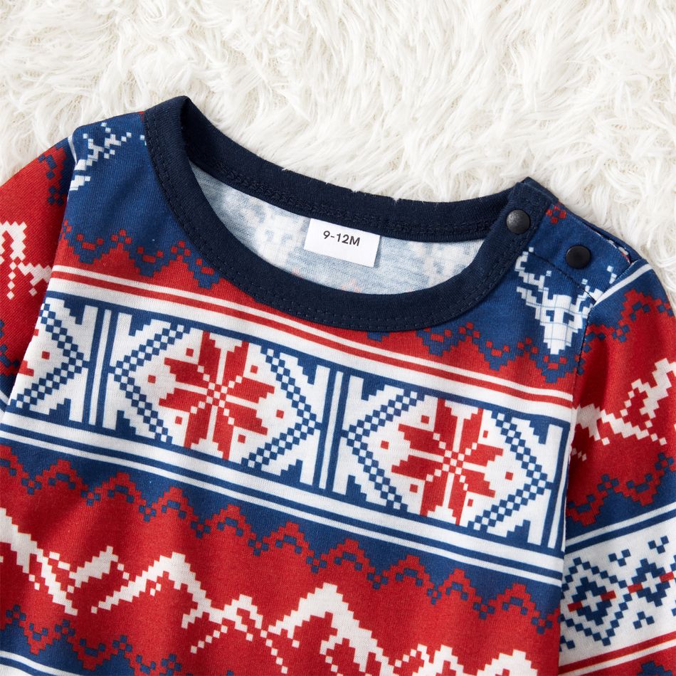 Christmas Deer & Letter Print Family Matching Long-sleeve Pajamas Sets (Flame Resistant) Blue big image 6