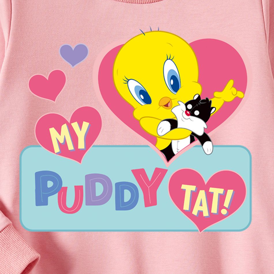 Looney Tune Toddler Girl/Boy 100% Cotton Letter Print Pullover Sweatshirt Pink big image 2