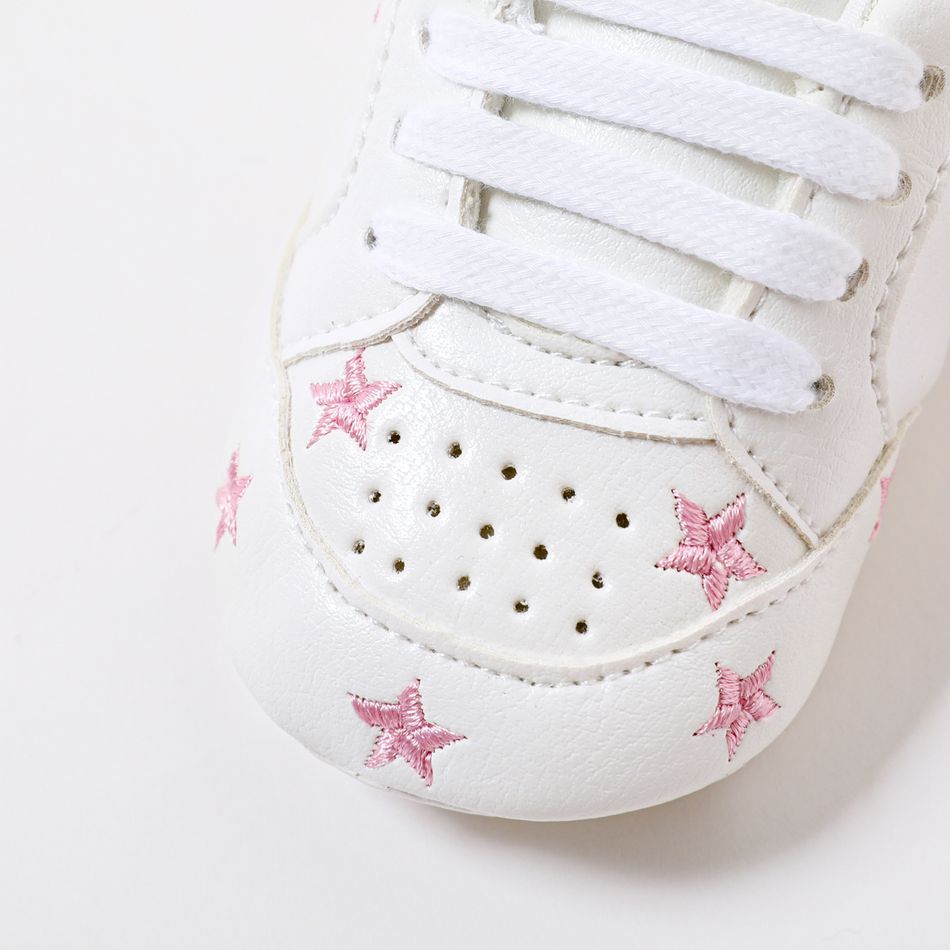 Baby / Toddler Valentine Pretty Stars Embroidery Solid Prewalker Shoes (Various colors) Pink big image 3