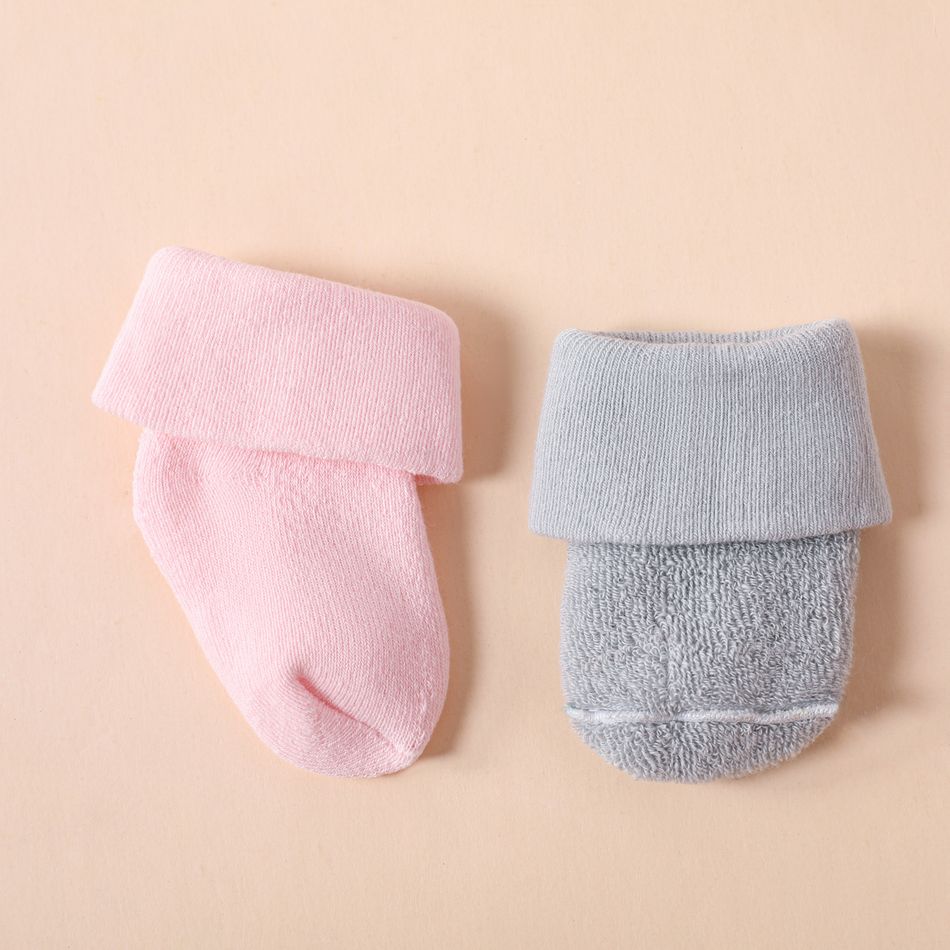 5-pairs Baby Simple Plain Cuff Socks Multi-color big image 3