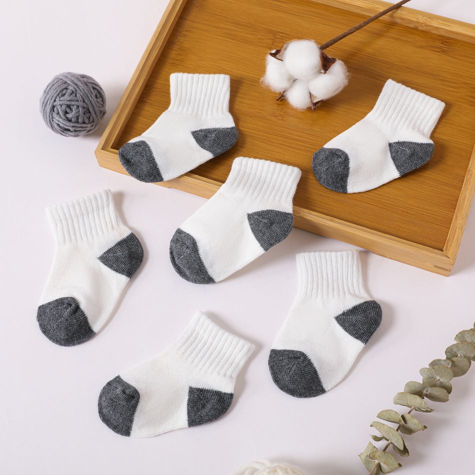 6 pares de calcetines colorblock bicolor para bebé Blanco