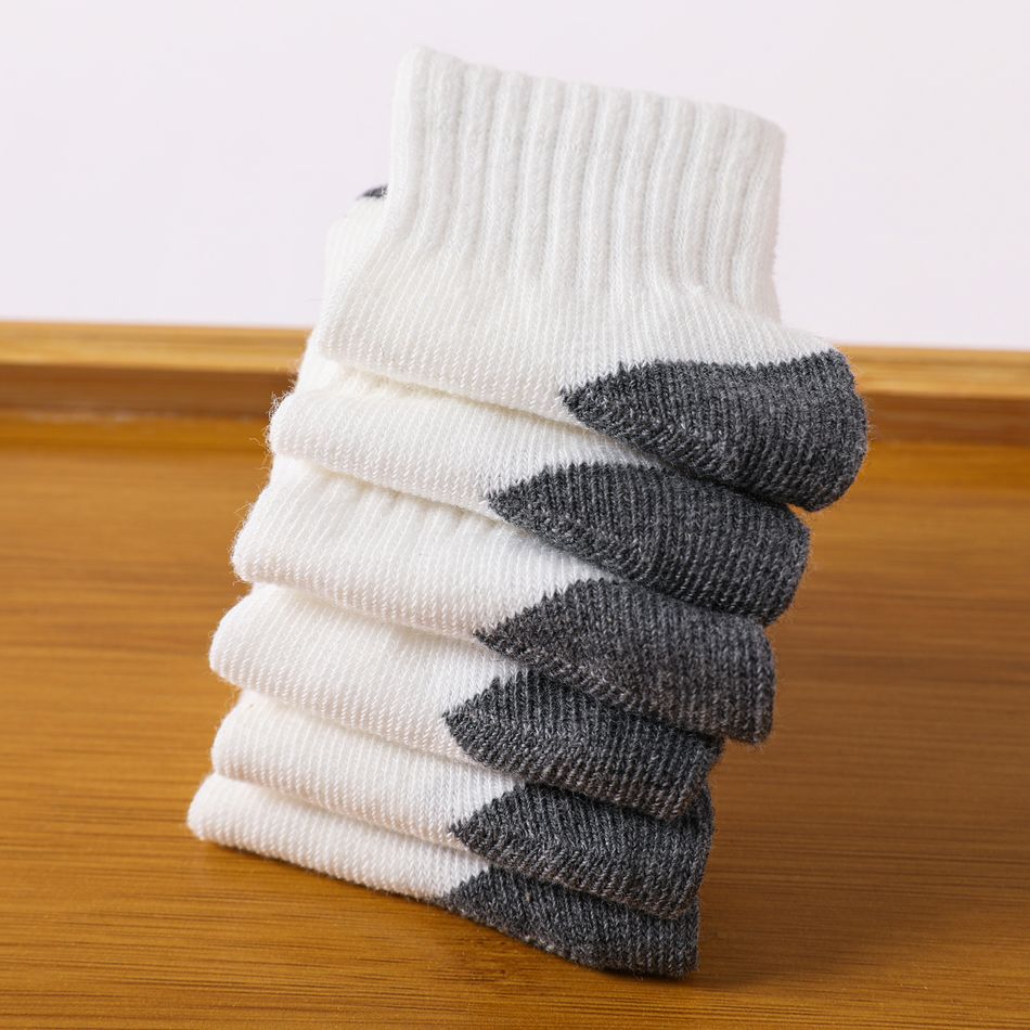 6-pairs Baby Two Tone Colorblock Socks White big image 4
