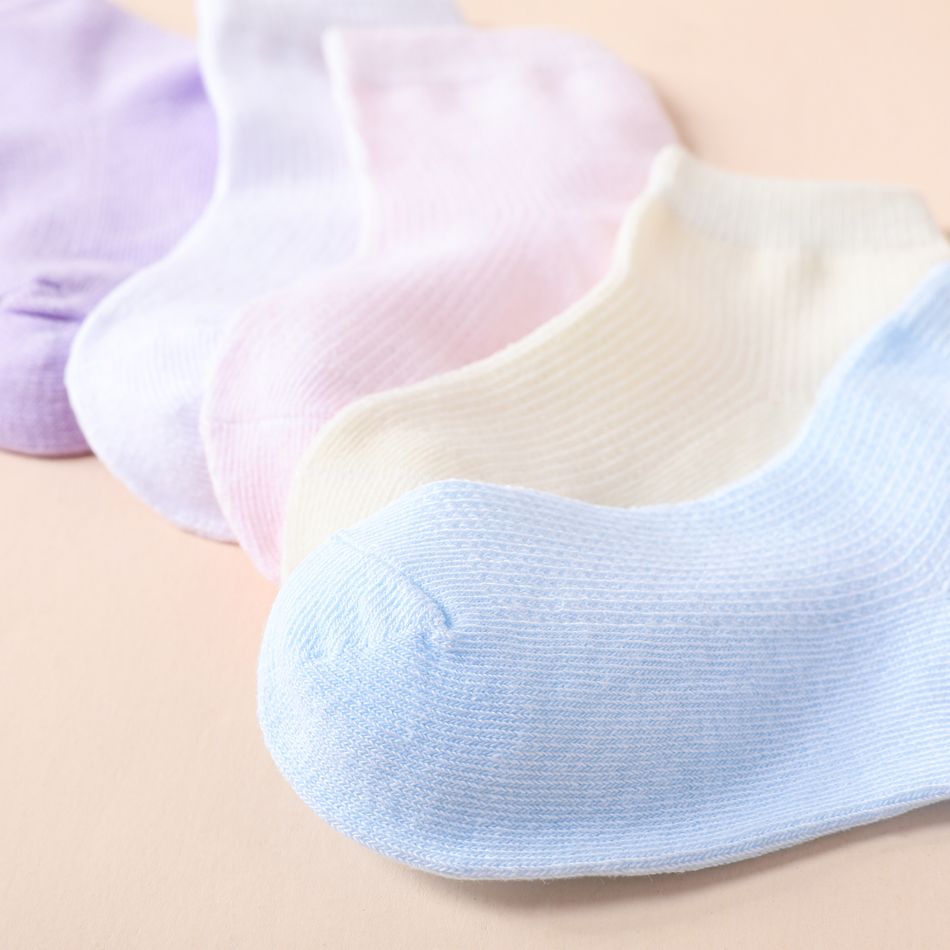 5-pairs Baby / Toddler / Kid Simple Plain Socks Pink big image 4