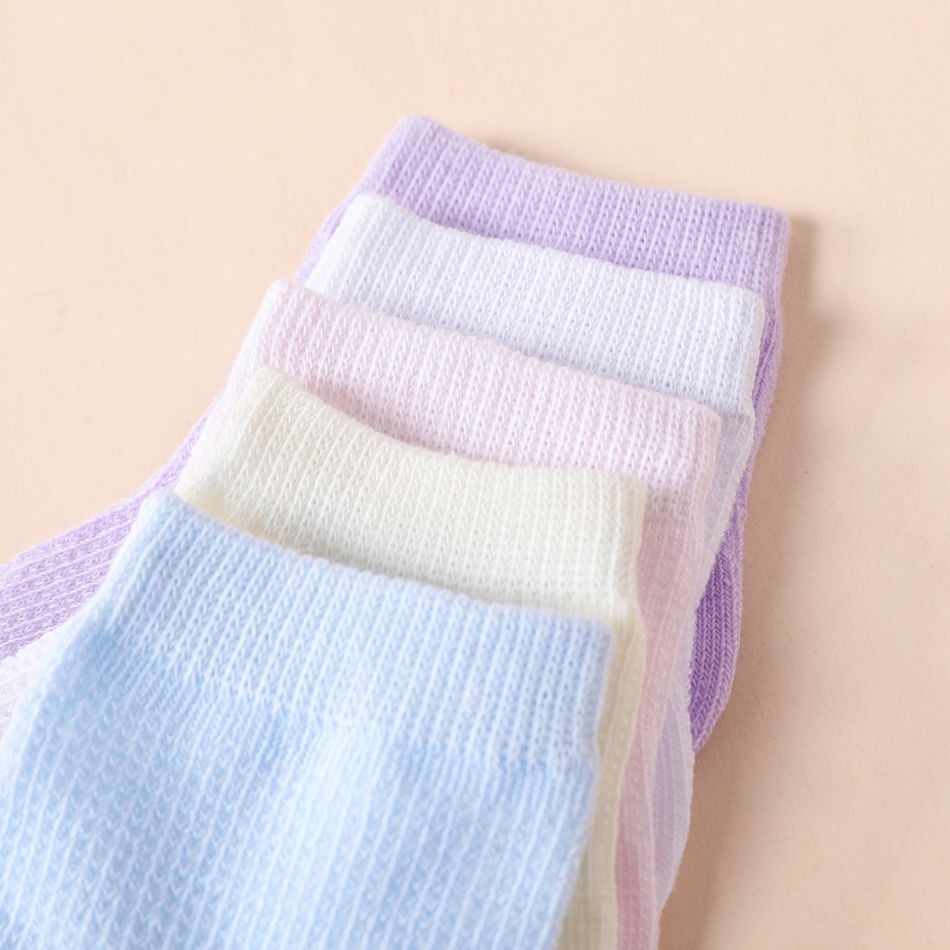 5-pairs Baby / Toddler / Kid Simple Plain Socks Pink big image 1