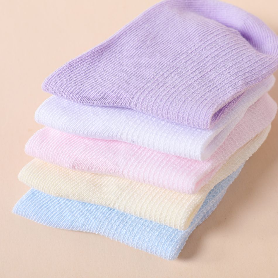 5-pairs Baby / Toddler / Kid Simple Plain Socks Pink big image 5