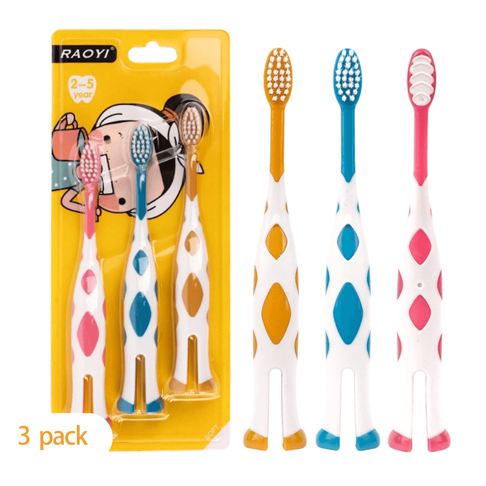 3Pcs 2-5Y Toddler Toothbrush Non-slip Handle Superfine Soft Teeth Brush Teeth Cleaning Oral Care Multi-color