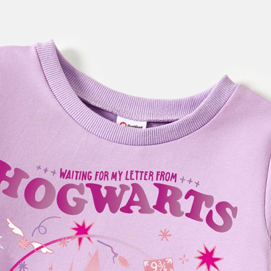 Harry Potter Toddler Girl 100% Cotton Letter Print Purple Sweatshirt Light Purple big image 4
