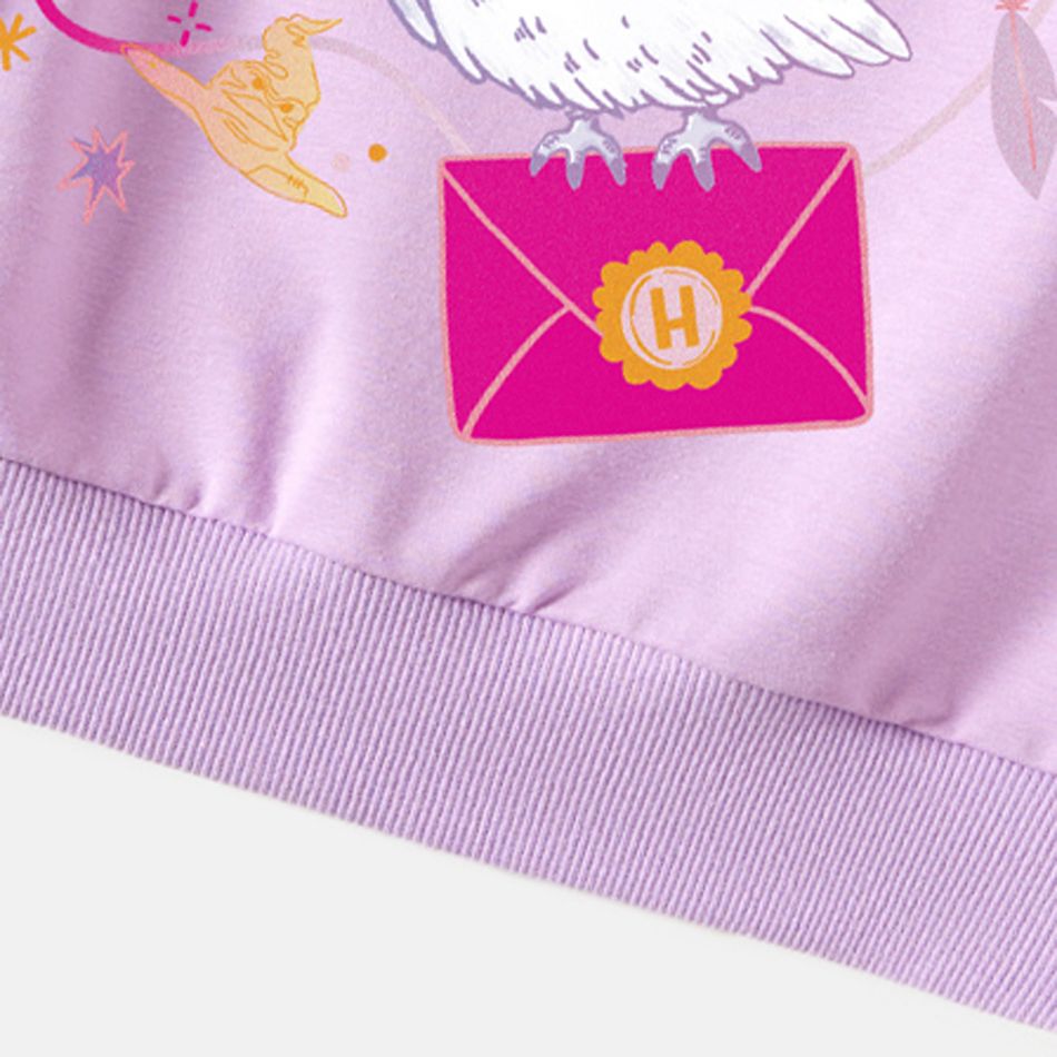 Harry Potter Toddler Girl 100% Cotton Letter Print Purple Sweatshirt Light Purple big image 6