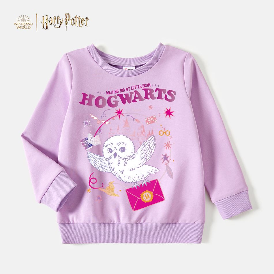 Harry Potter Toddler Girl 100% Cotton Letter Print Purple Sweatshirt Light Purple big image 1