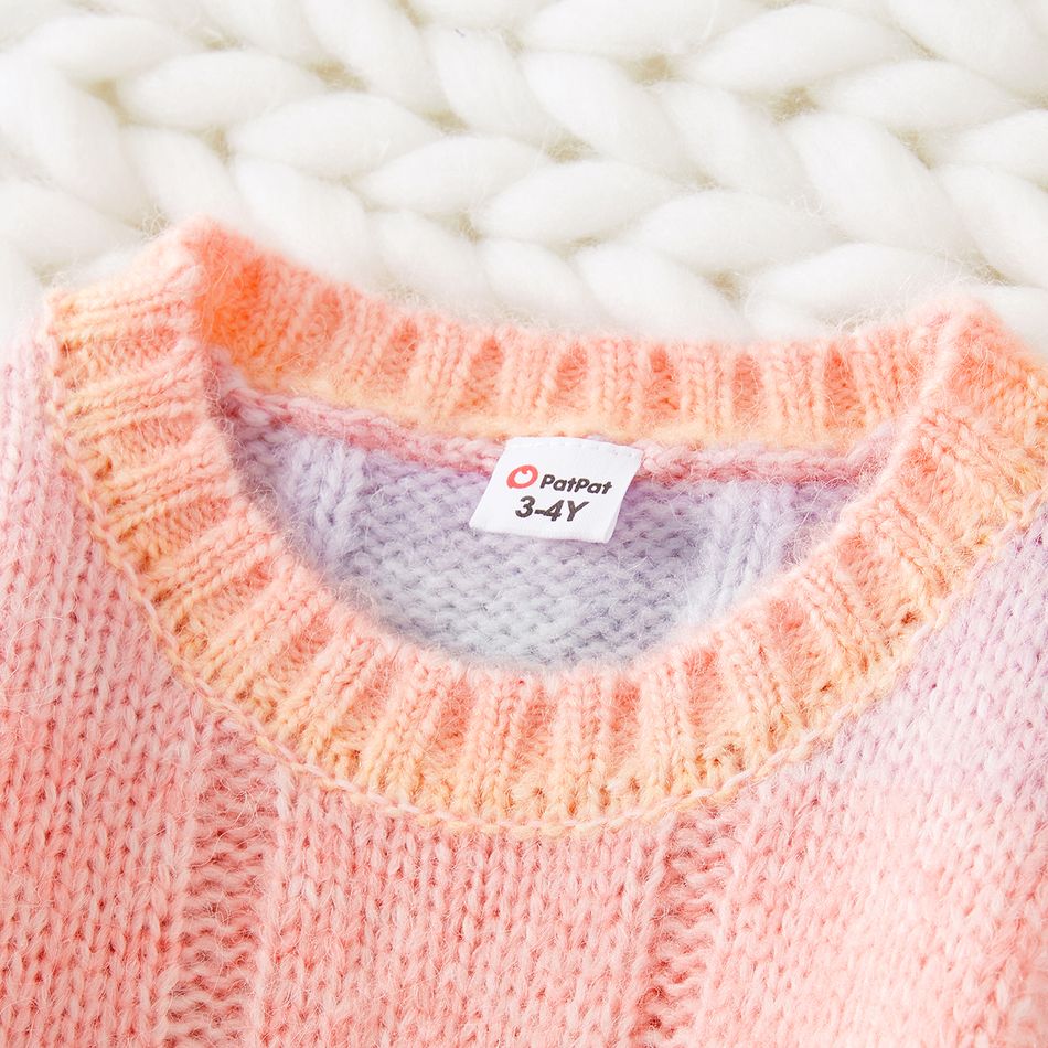 Mommy and Me Long-sleeve Ombre Cable Knit Pullover Sweater Colorful big image 6