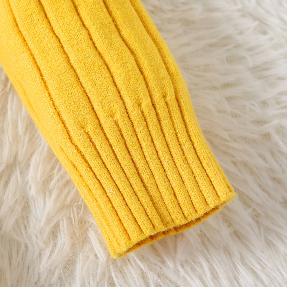 Kid Girl Solid Color Ribbed Turtleneck Sweater Ginger big image 5