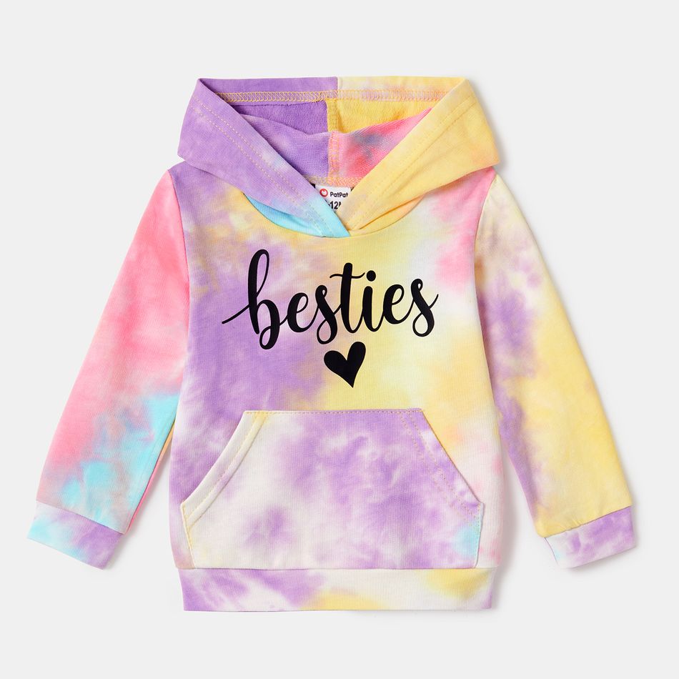 100% Cotton Letter Print Colorful Tie Dye Long-sleeve Hoodies for Mom and Me Colorful big image 10