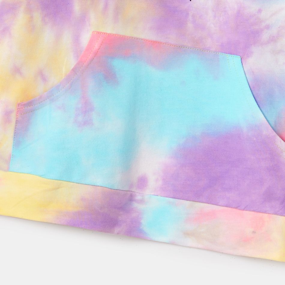 100% Cotton Letter Print Colorful Tie Dye Long-sleeve Hoodies for Mom and Me Colorful big image 5